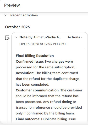 Final billing resolution note